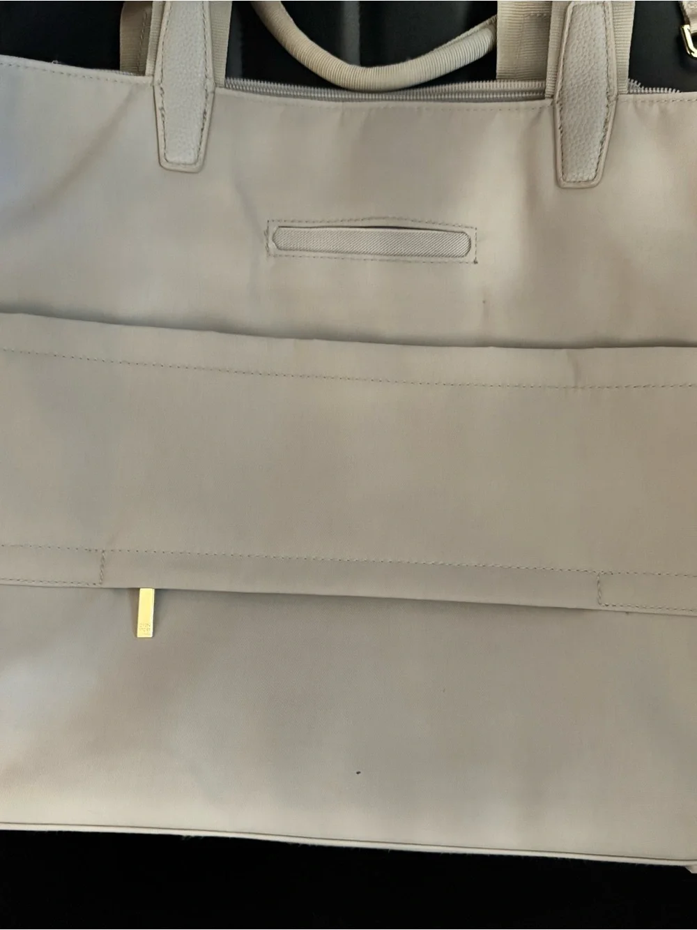 Minimalist Laptop Tote Bag in Light Beige